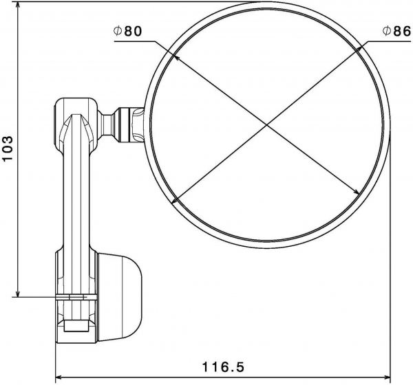 Lenkerendenspiegel SPY-ARM - RIZOMA - Vespa GT/GTS/​GTV/HPE/Primavera/Sprint - schwarz - Ø 80 mm